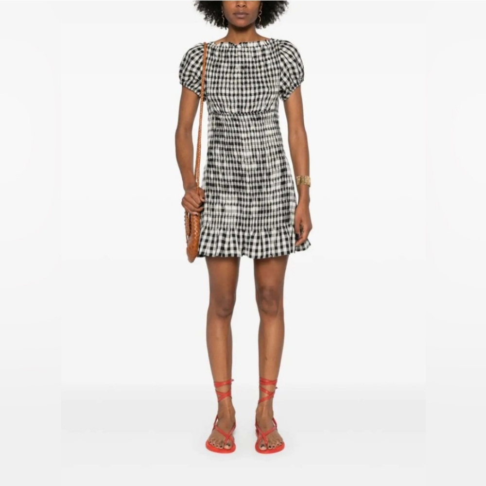 Doen Rizzo Black and White Rizzo Gingham Check Mini Dress XL